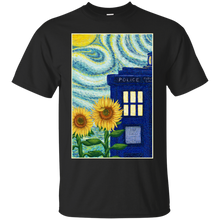 Load image into Gallery viewer, Vincent Van Gogh style sunflowers and Tardis T-Shirt - teecen.com