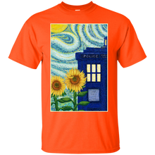 Load image into Gallery viewer, Vincent Van Gogh style sunflowers and Tardis T-Shirt - teecen.com