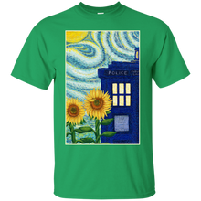 Load image into Gallery viewer, Vincent Van Gogh style sunflowers and Tardis T-Shirt - teecen.com