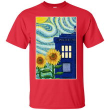 Load image into Gallery viewer, Vincent Van Gogh style sunflowers and Tardis T-Shirt - teecen.com
